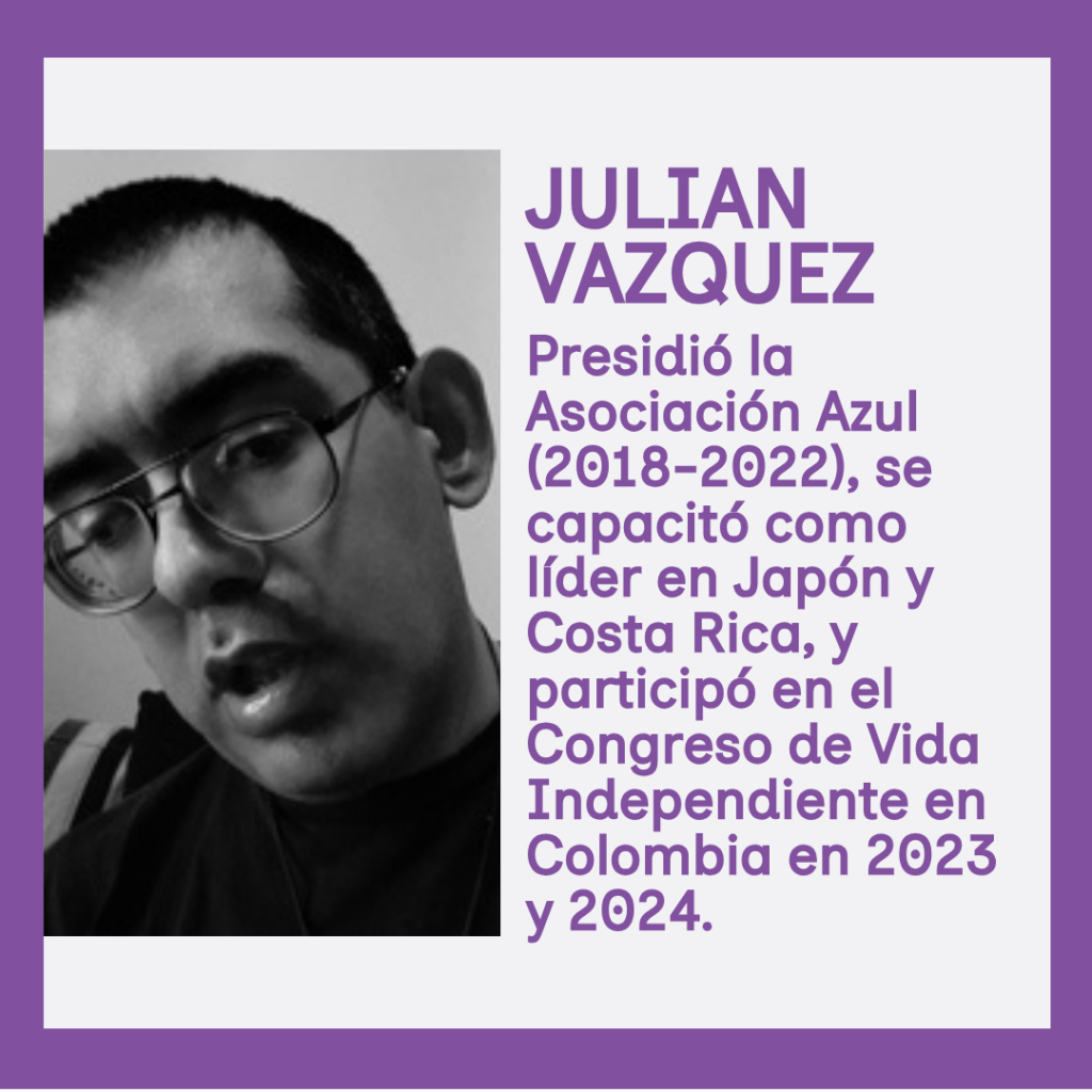 Julián Vazquez. Foto a la izquierda y reseña de trayectoria a la derecha